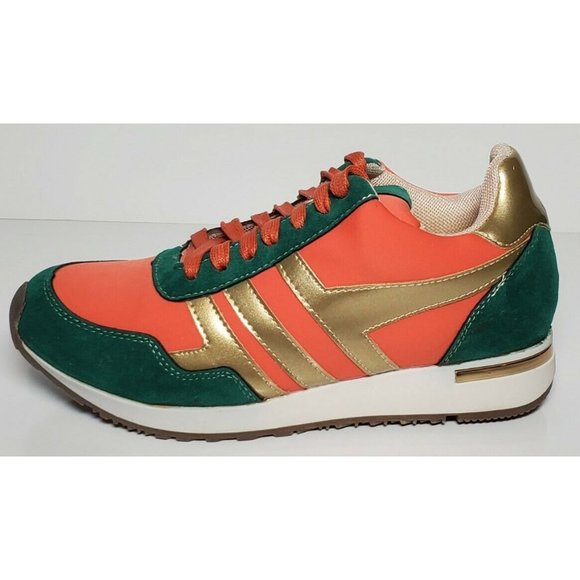 PRIMADONNA COLLECTION WOMAN'S ORANGE W/ GREEN GOLD ACCENT SNEAKER EURO SIZE 36 - Picture 2 of 12